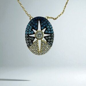 Aida Star Blue Oval Necklace Adjustable Chain Gift Box